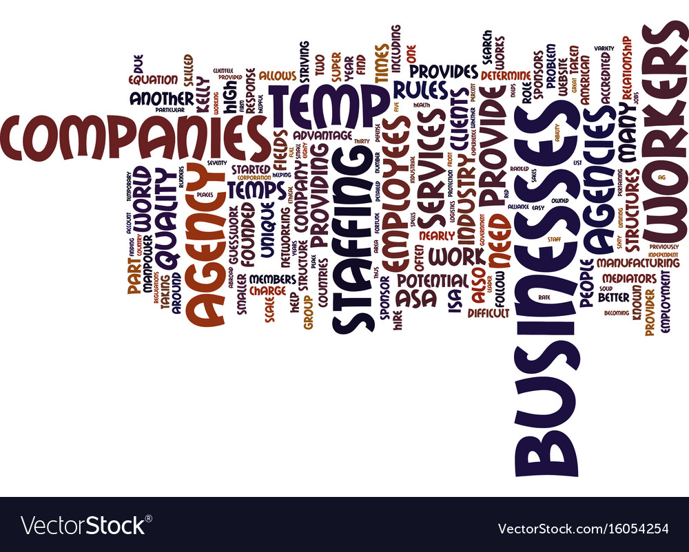 temp agency companies text background word cloud vector image unique temp agency