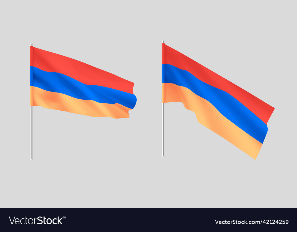 Armenian flags set of national realistic Vector Image