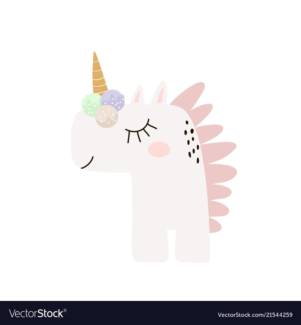 Cute Childish Print With Unicorn With Ice Cream Vector Image