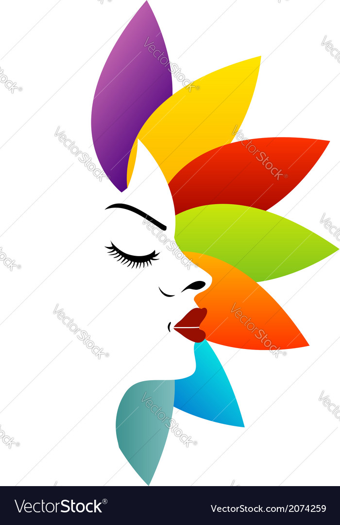 Face with colorful leaves