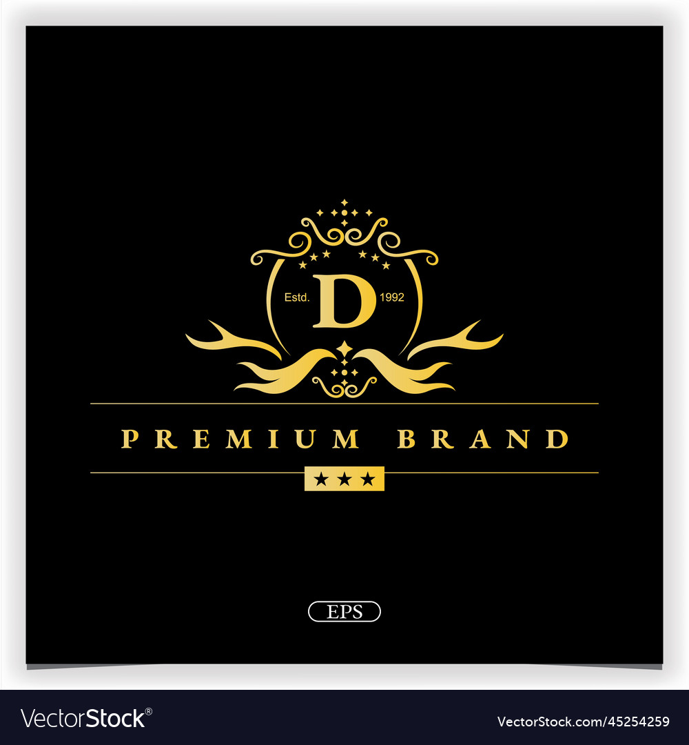 Buchstaben d goldenes Logo Premium elegante Template eps