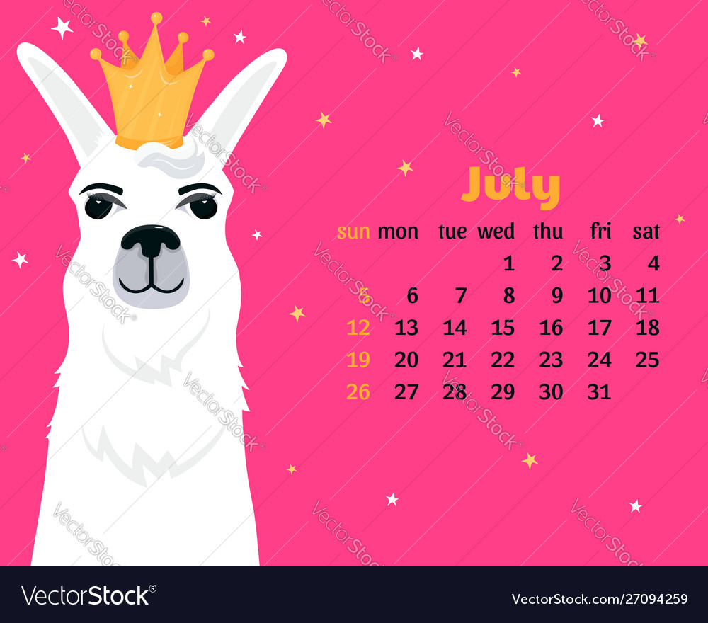 Monthly calendar for july 2020 from sunday