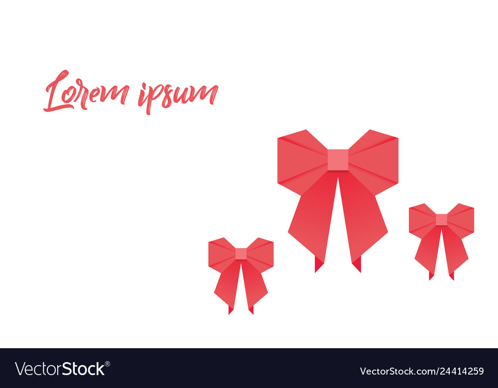 Origami with bow red colored on a white background