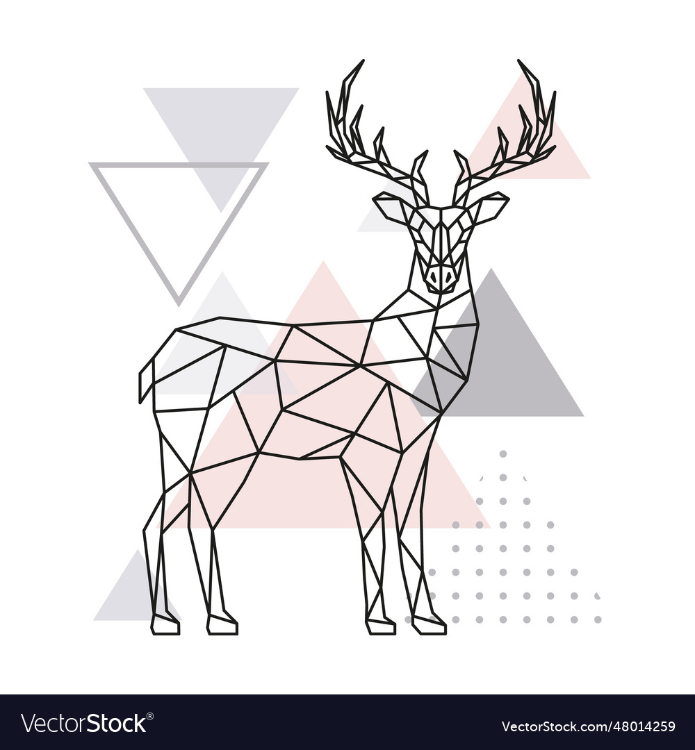 Scandinavian Deer Side View Geometric Royalty Free Vector