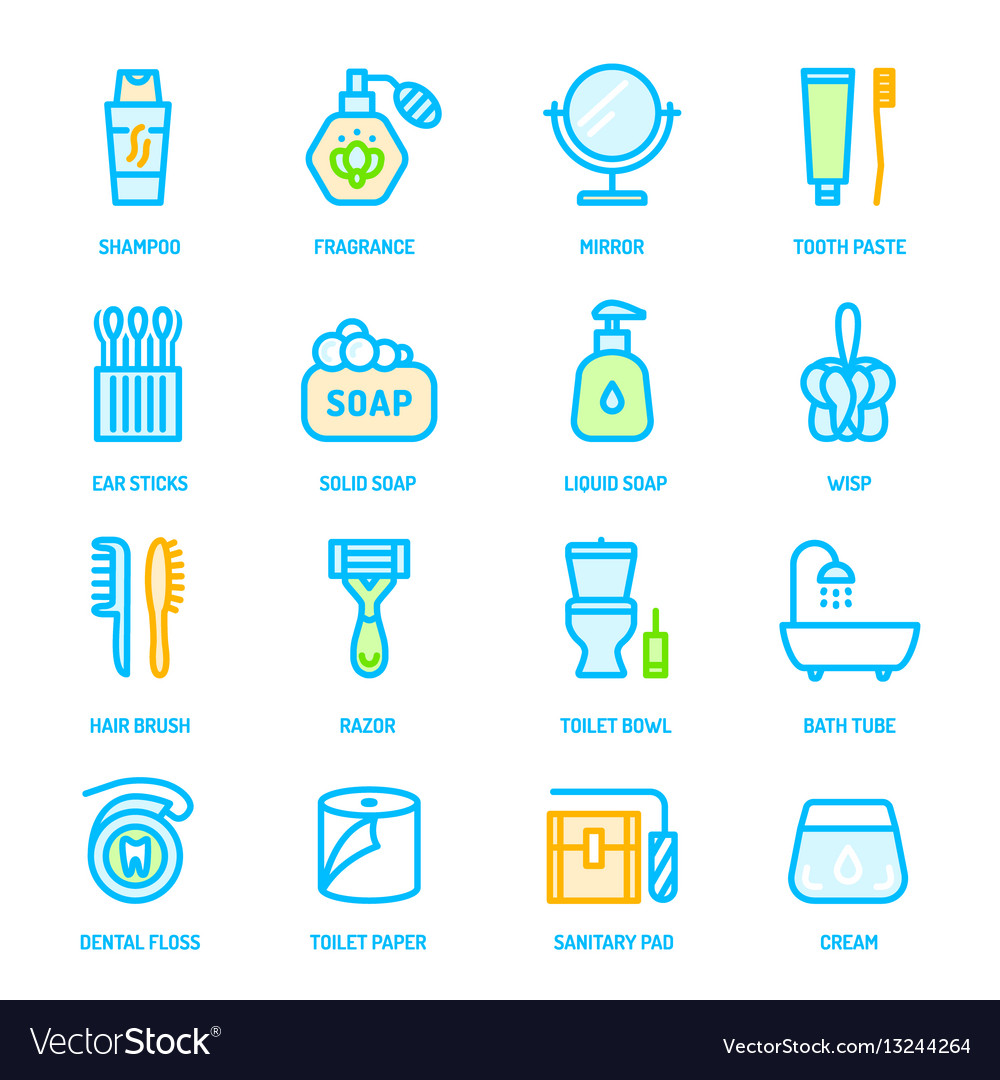 Colorful personal hygiene icons Royalty Free Vector Image