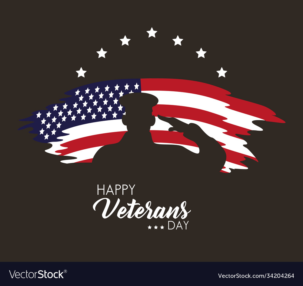 Happy veterans day lettering with usa flag