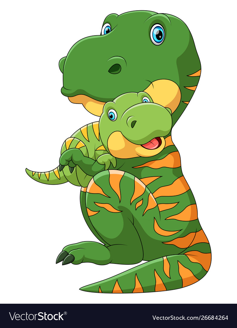 Mother dinosaur carrying cute baby Royalty Free Vector Image