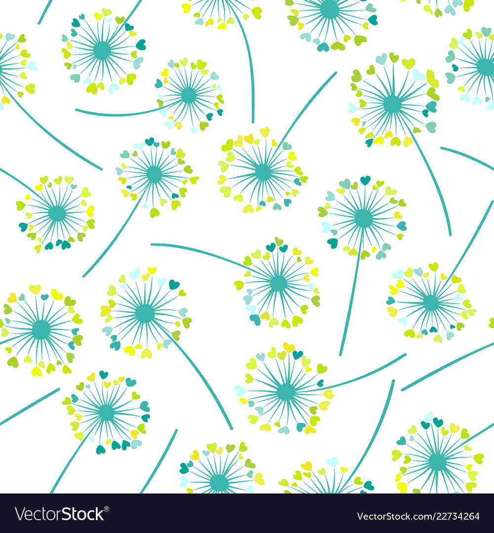 Seamless colorful dandelion pattern Royalty Free Vector