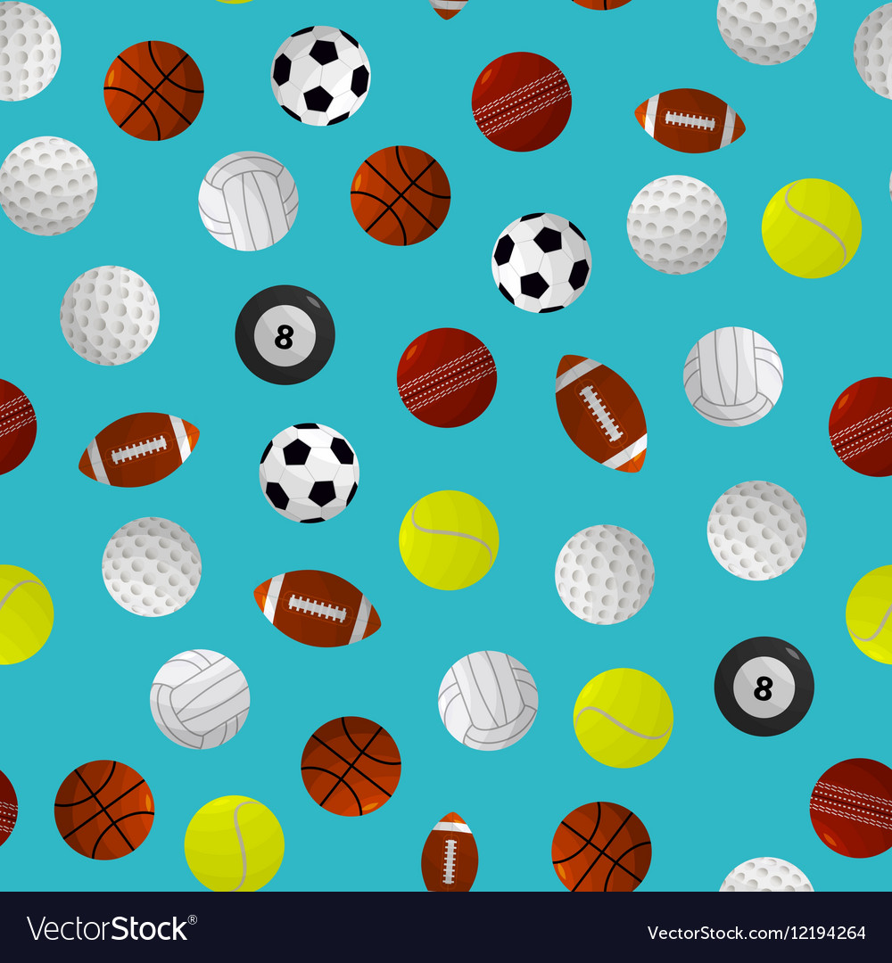 Sport Balls For Different Games Background Pattern Vector