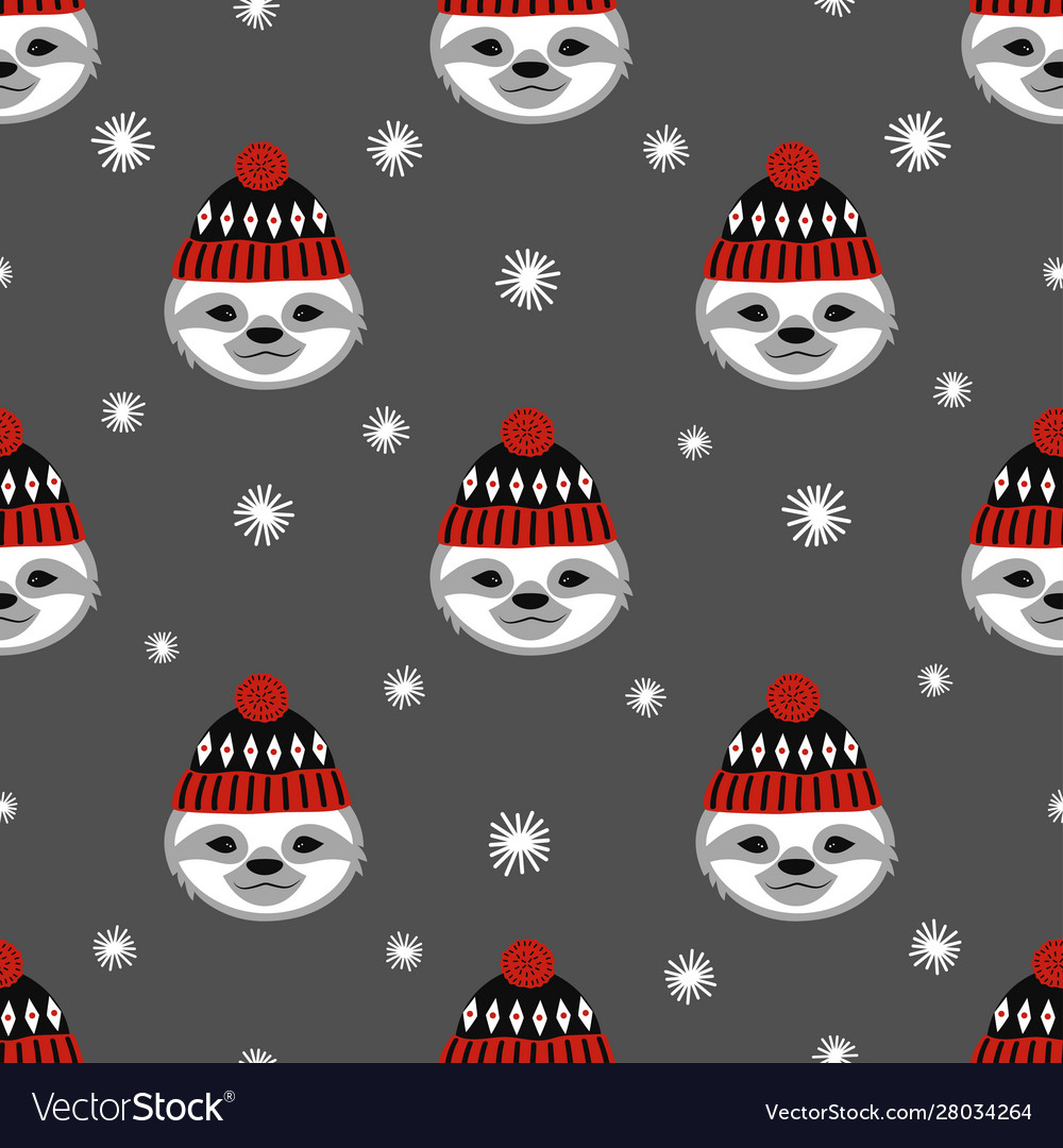 Winter pattern with sloth