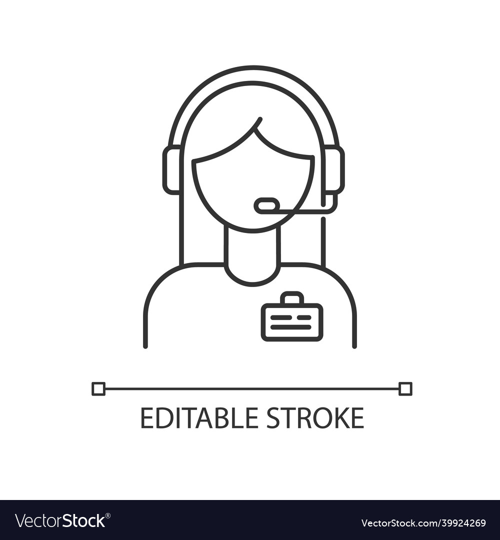Admin support pixel perfect linear icon virtual Vector Image