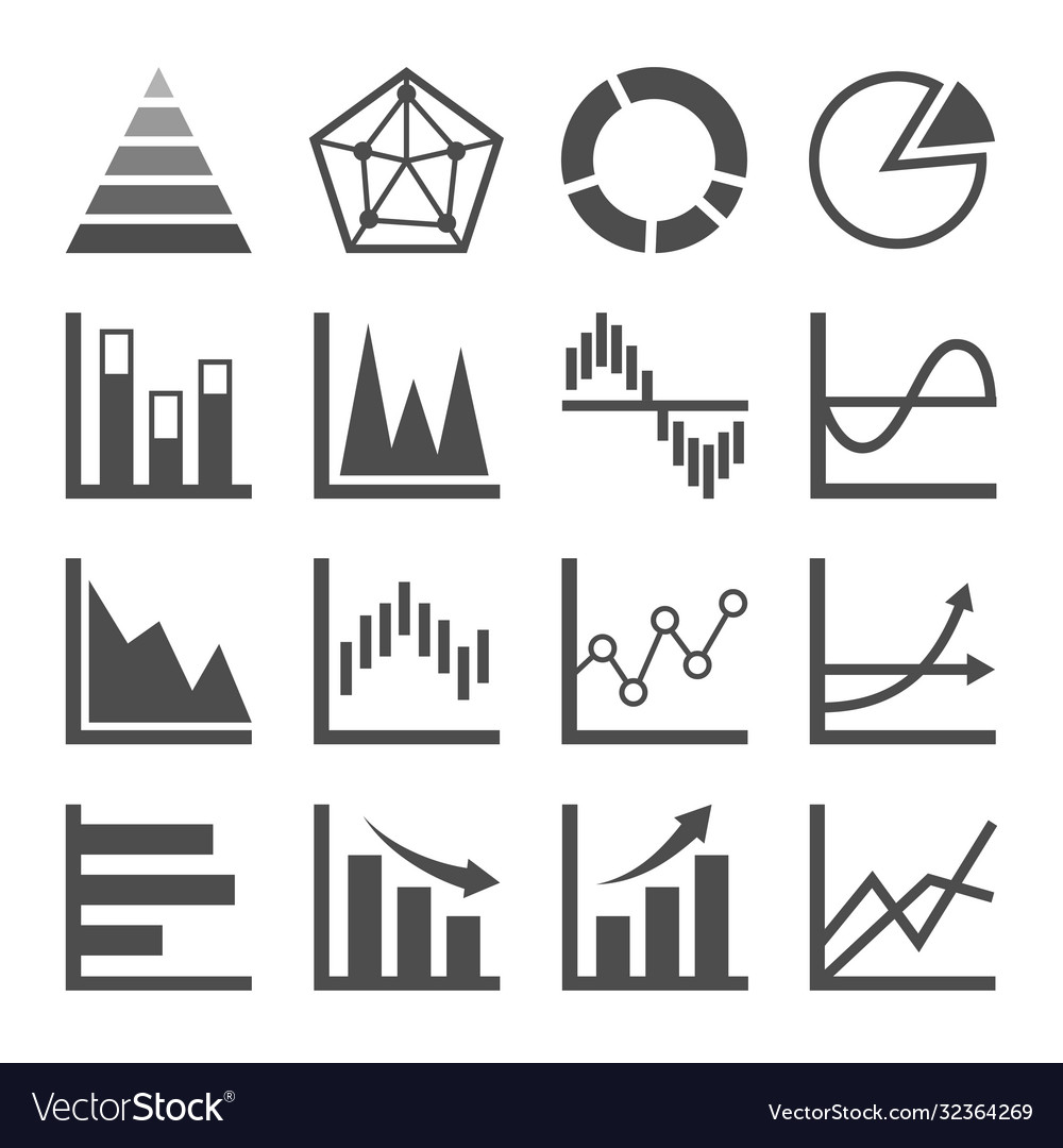 Chart graph icons set Royalty Free Vector Image