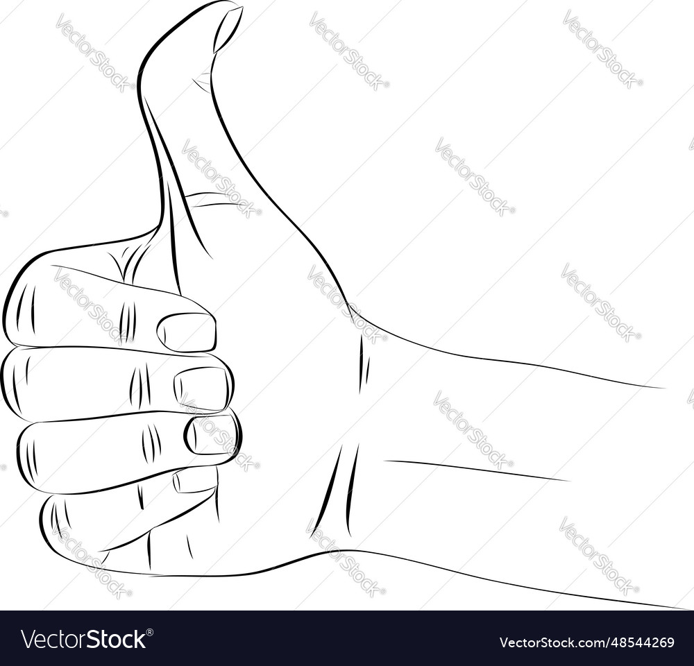 Hand showing symbol like making thumb up gesture