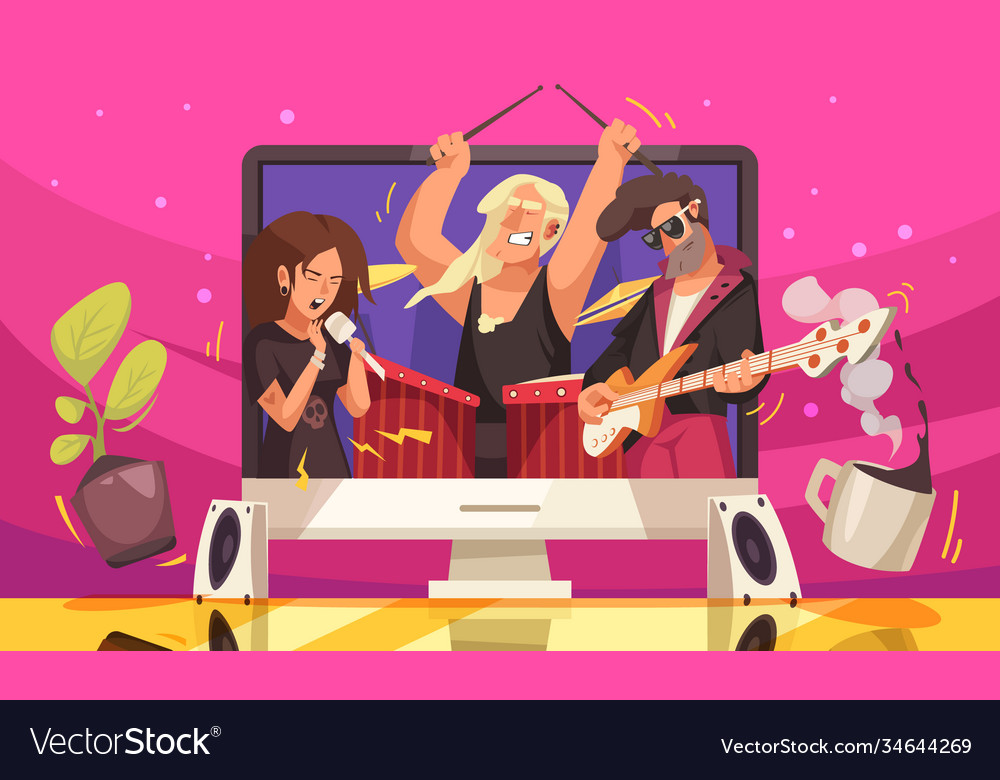 Online music rock concert Royalty Free Vector Image