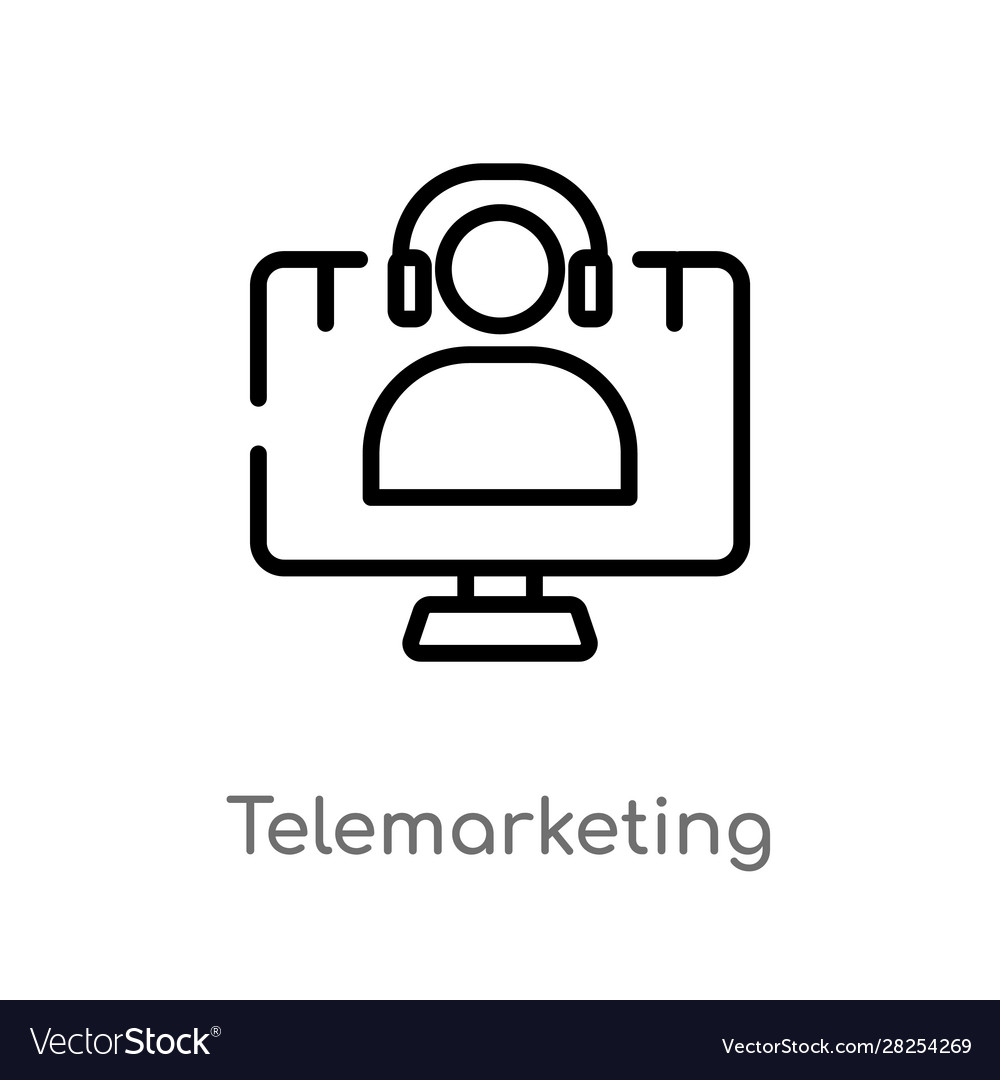 Outline telemarketing icon isoliert schwarz einfach