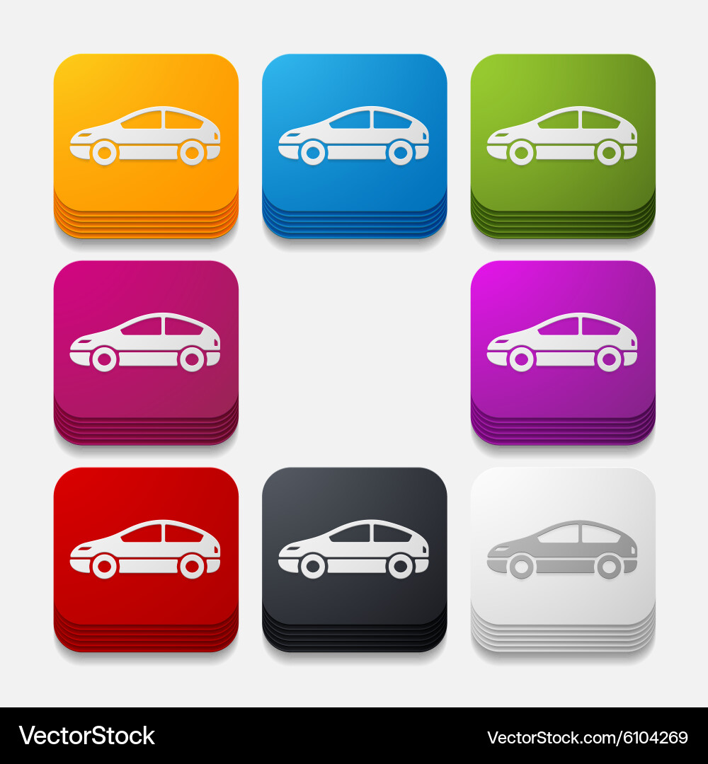 Square button car Royalty Free Vector Image - VectorStock