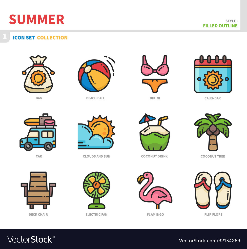 Summer icon set vector image Summer icon set