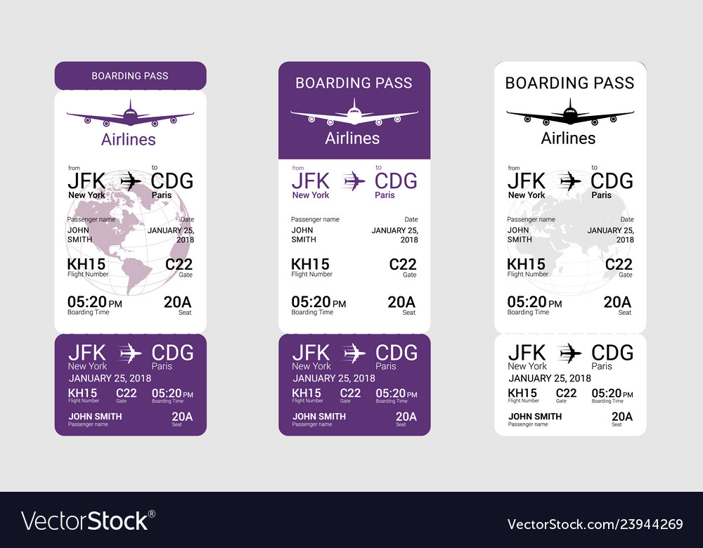 Three different boarding passes