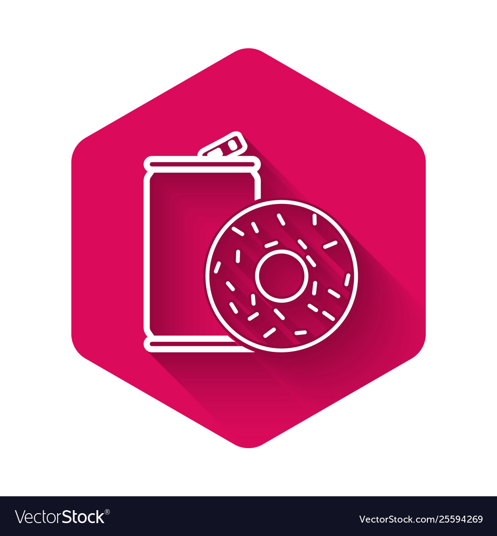 White aluminum can soda and donut icon isolated