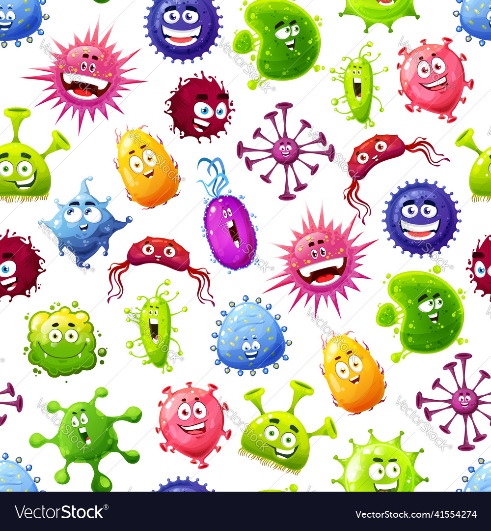 Cartoon viruses microbes germs seamless pattern Vector Image