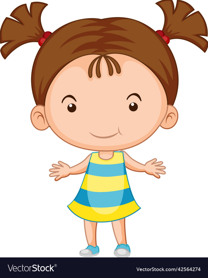 Cute girl cartoon character on white background Vector Image