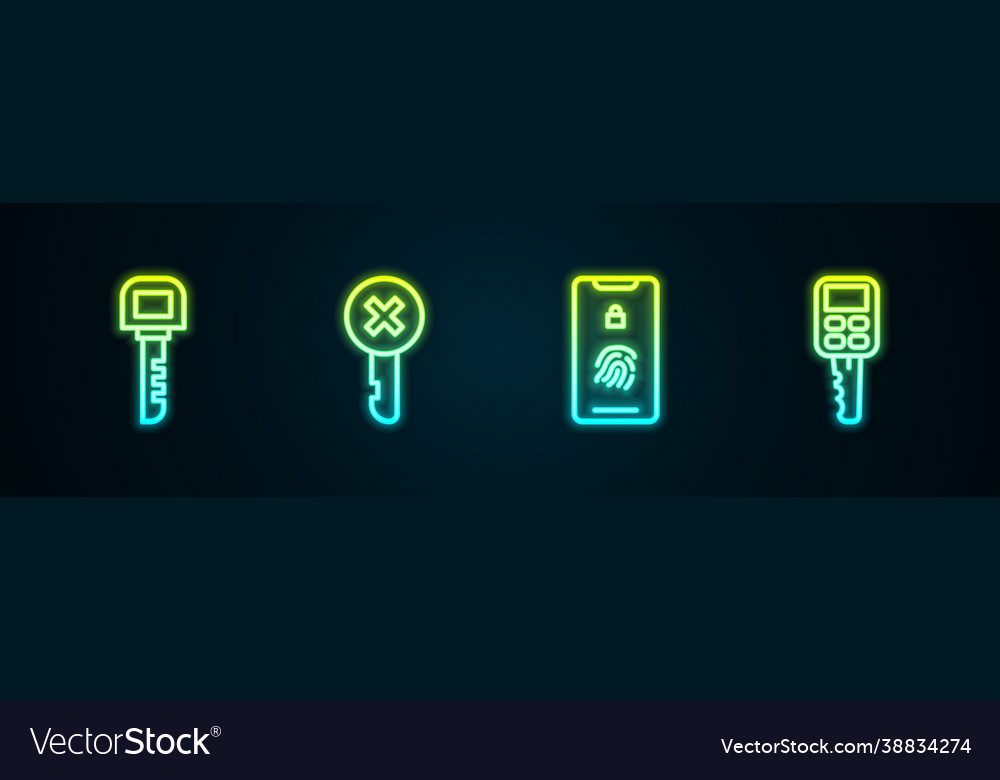 Set line key wrong key mobile with fingerprint Vector Image