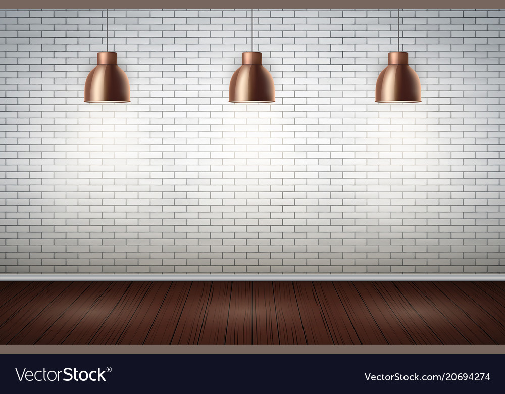 White brick wall room with vintage lamps