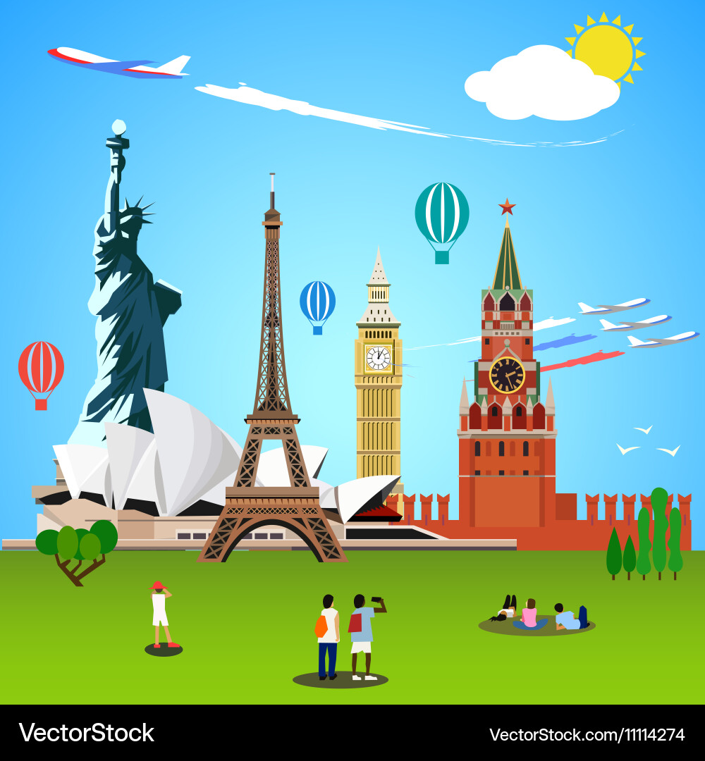 World landmarks concept Royalty Free Vector Image
