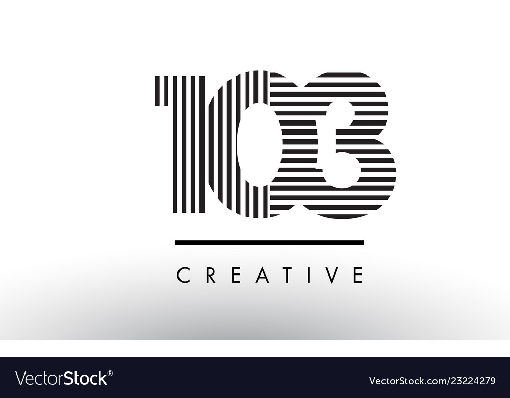 103 black and white lines number logo design Vector Image