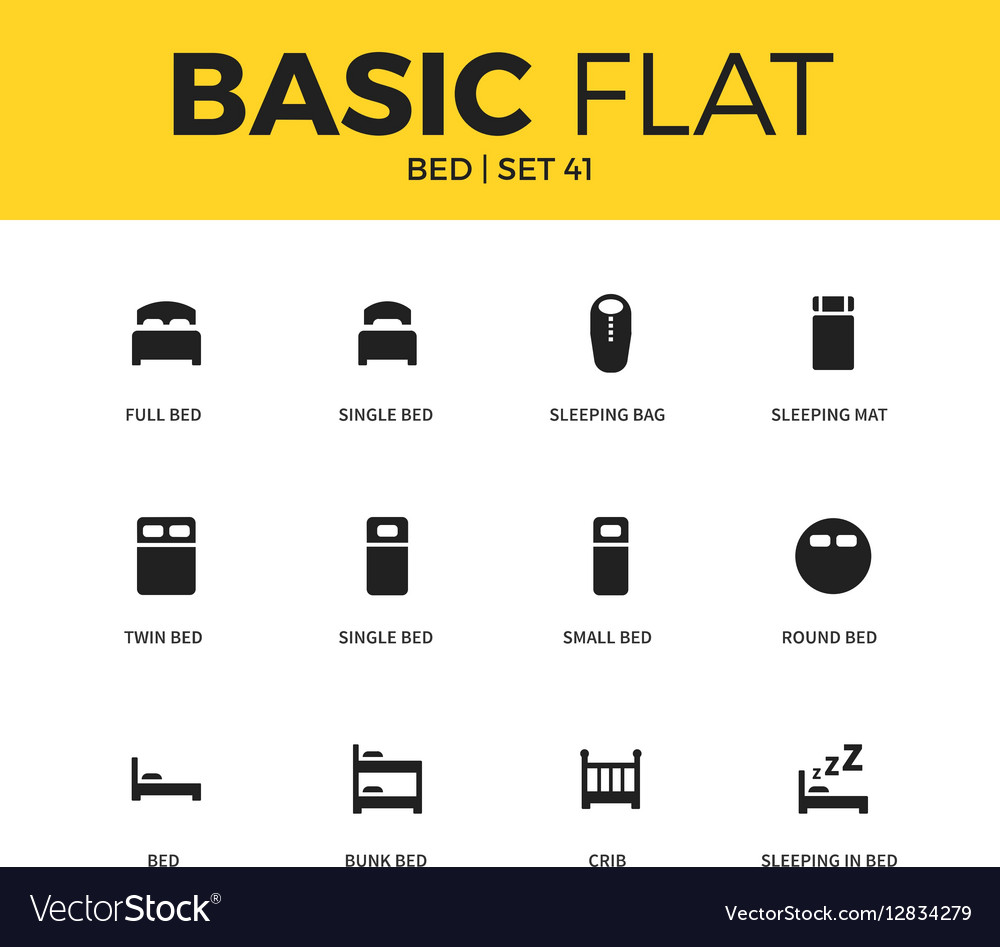 Basic set of bed icons Royalty Free Vector Image