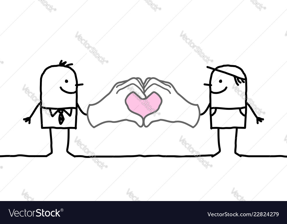 Cartoon men making heart sign with their hands Vector Image