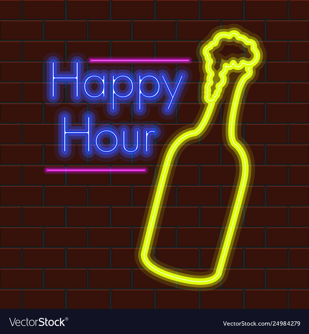 Happy hour neon poster