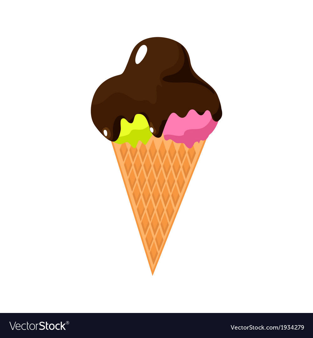 Icecream cone icon on white background Royalty Free Vector