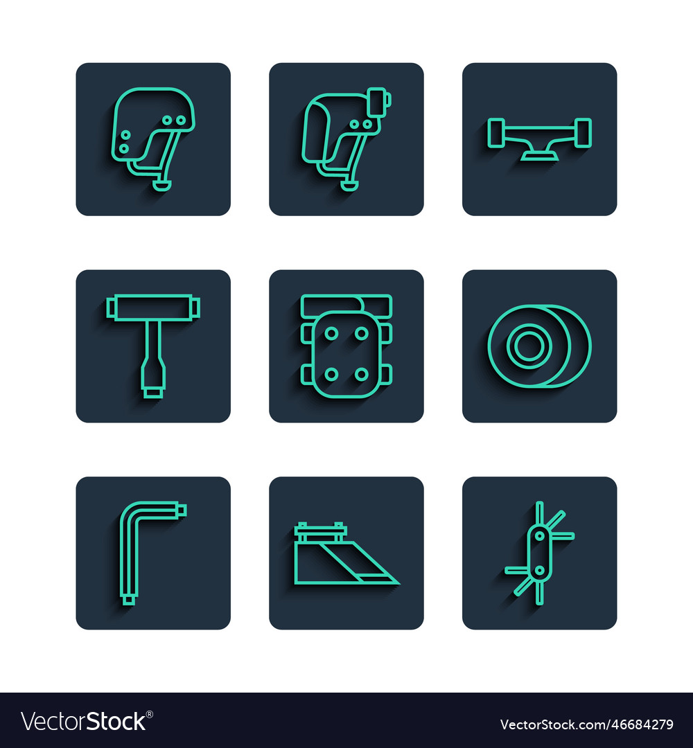 Set line tool allen keys skate park skateboard Vector Image