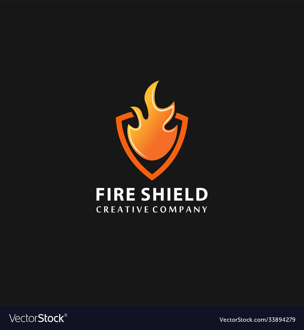 Shield fire logo design element