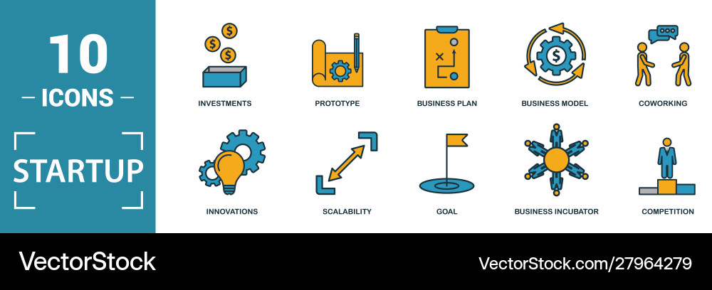 Startup icon set include creative elements goal Vector Image