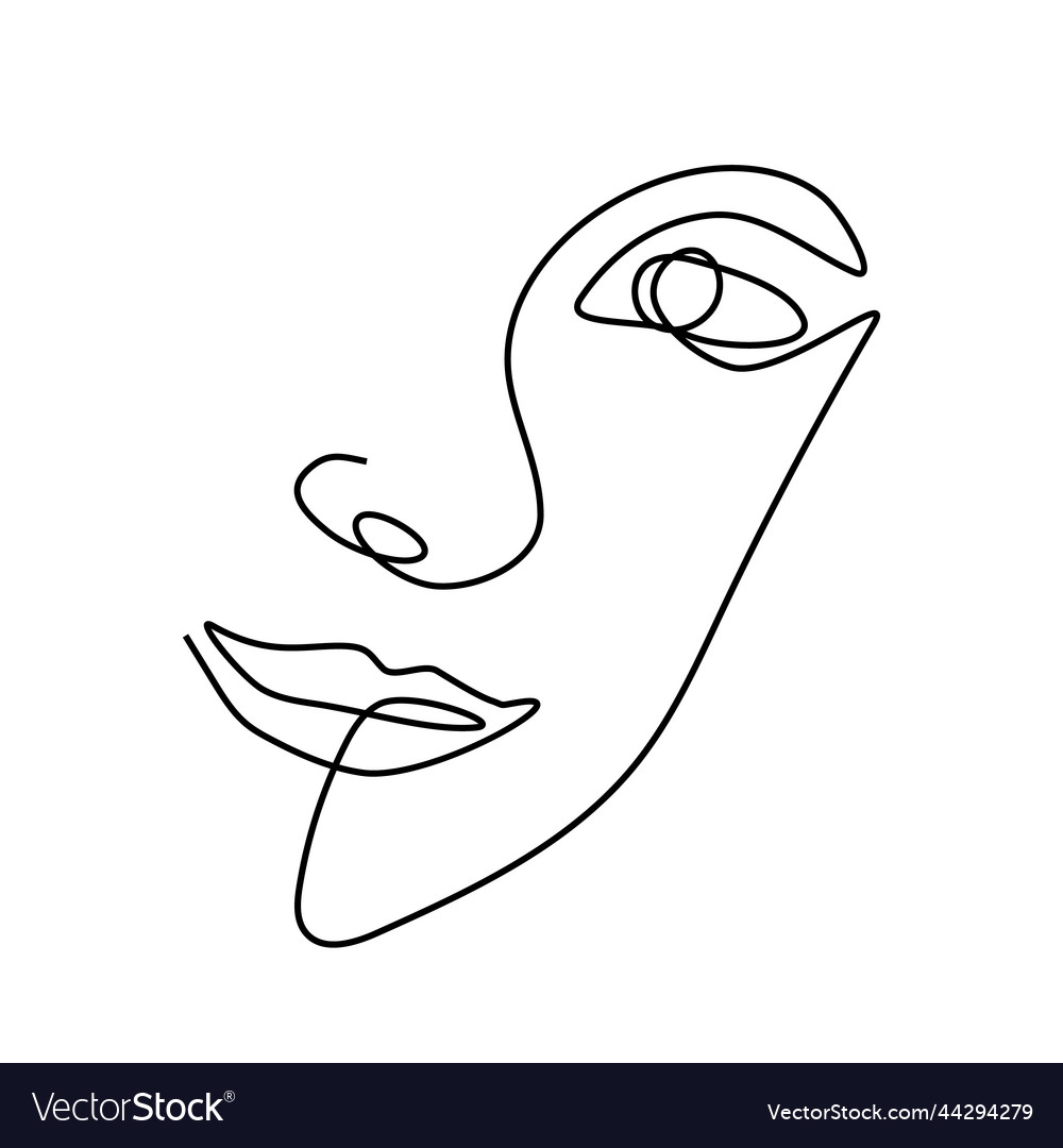 Woman s face in one line art style Royalty Free Vector Image