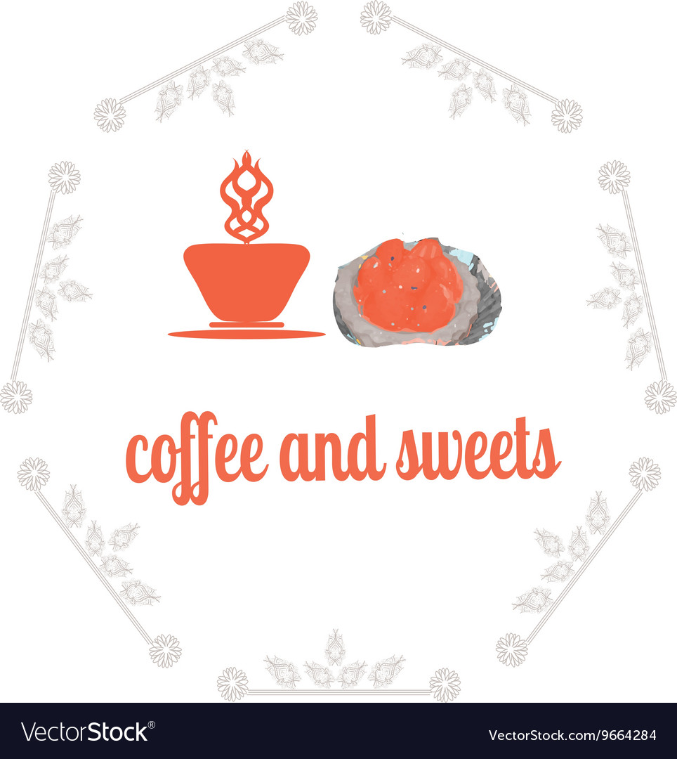 Coffee decorative icons set with drink and sweet