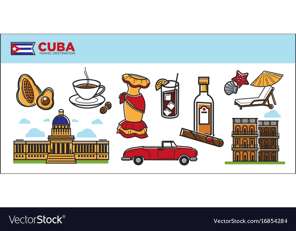 Cuba travel destination promotional poster Vector Image