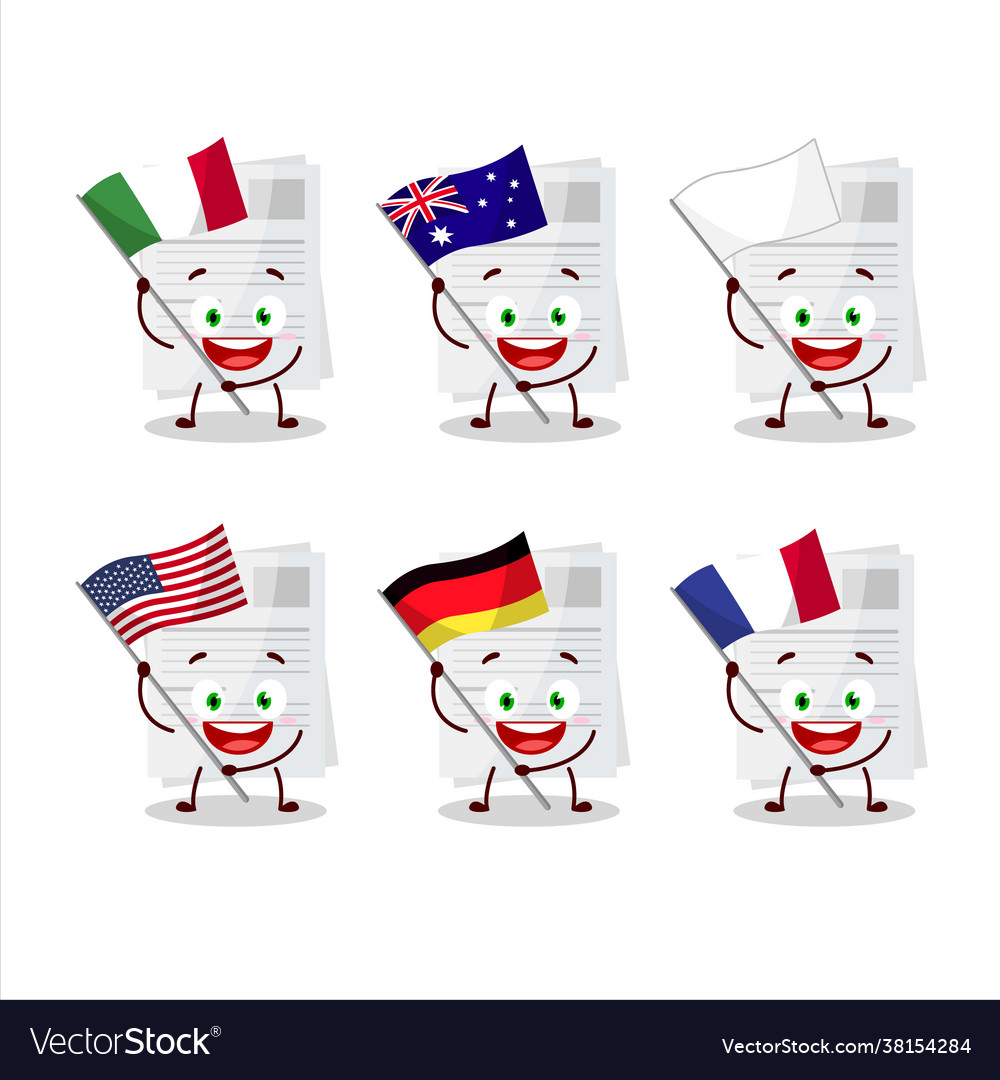 Essay paper cartoon character bring flags Vector Image Essay paper cartoon character bring flags Vector Image