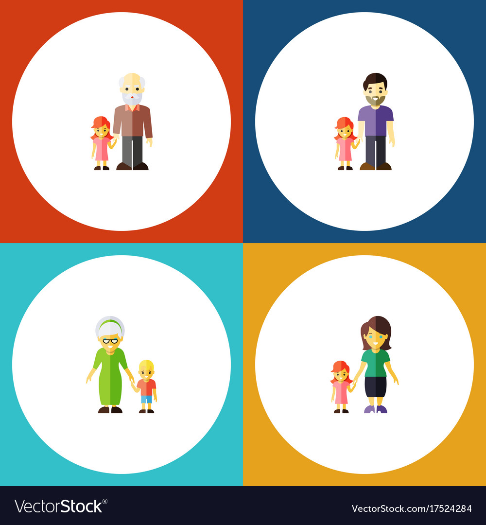 Flat icon people set of father mother grandpa