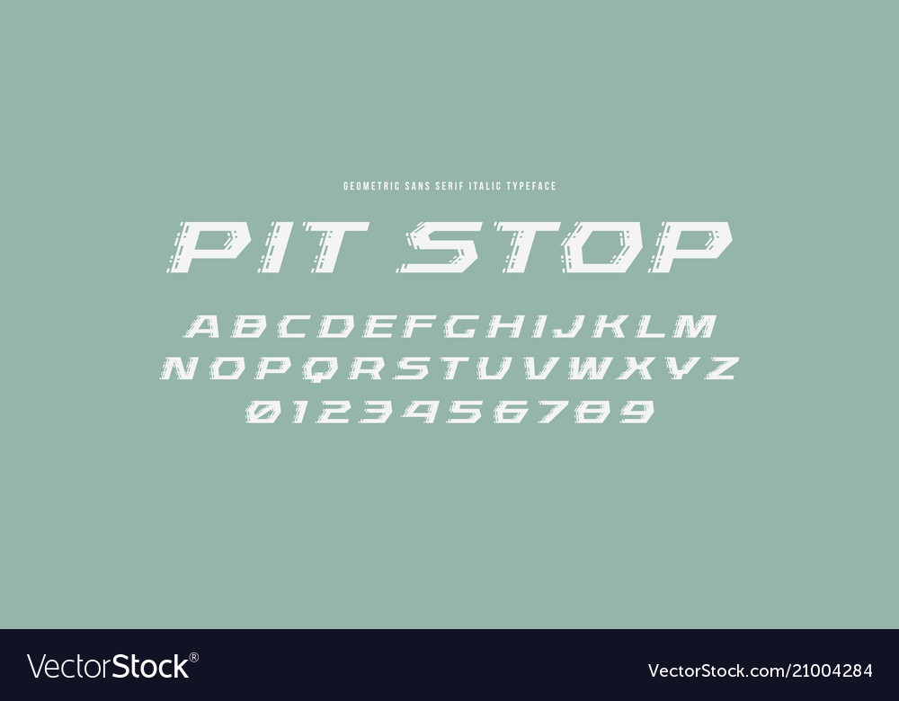 Geometric sans serif italic font in racing style Vector Image Geometric sans serif italic font in racing style vector image on... 