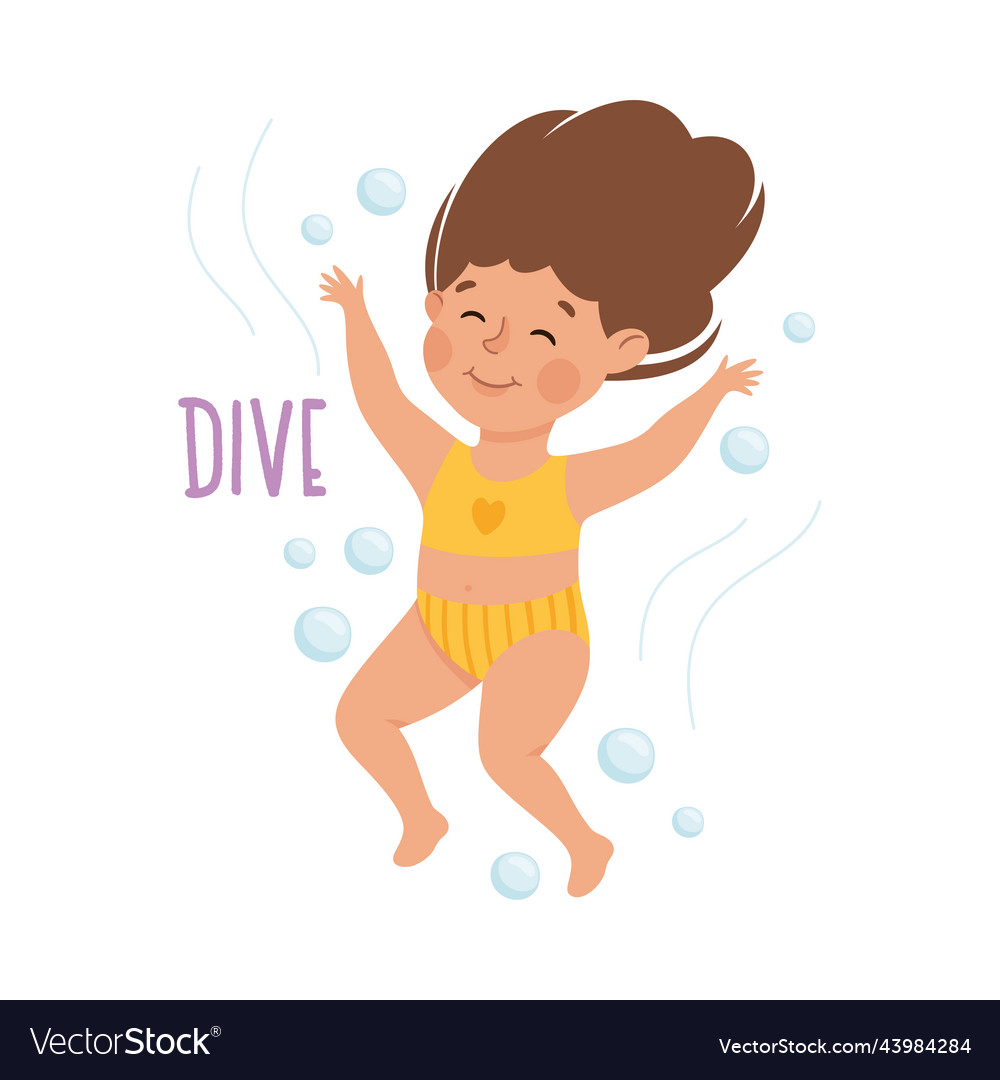 Little girl diving in water demonstrating Vector Image