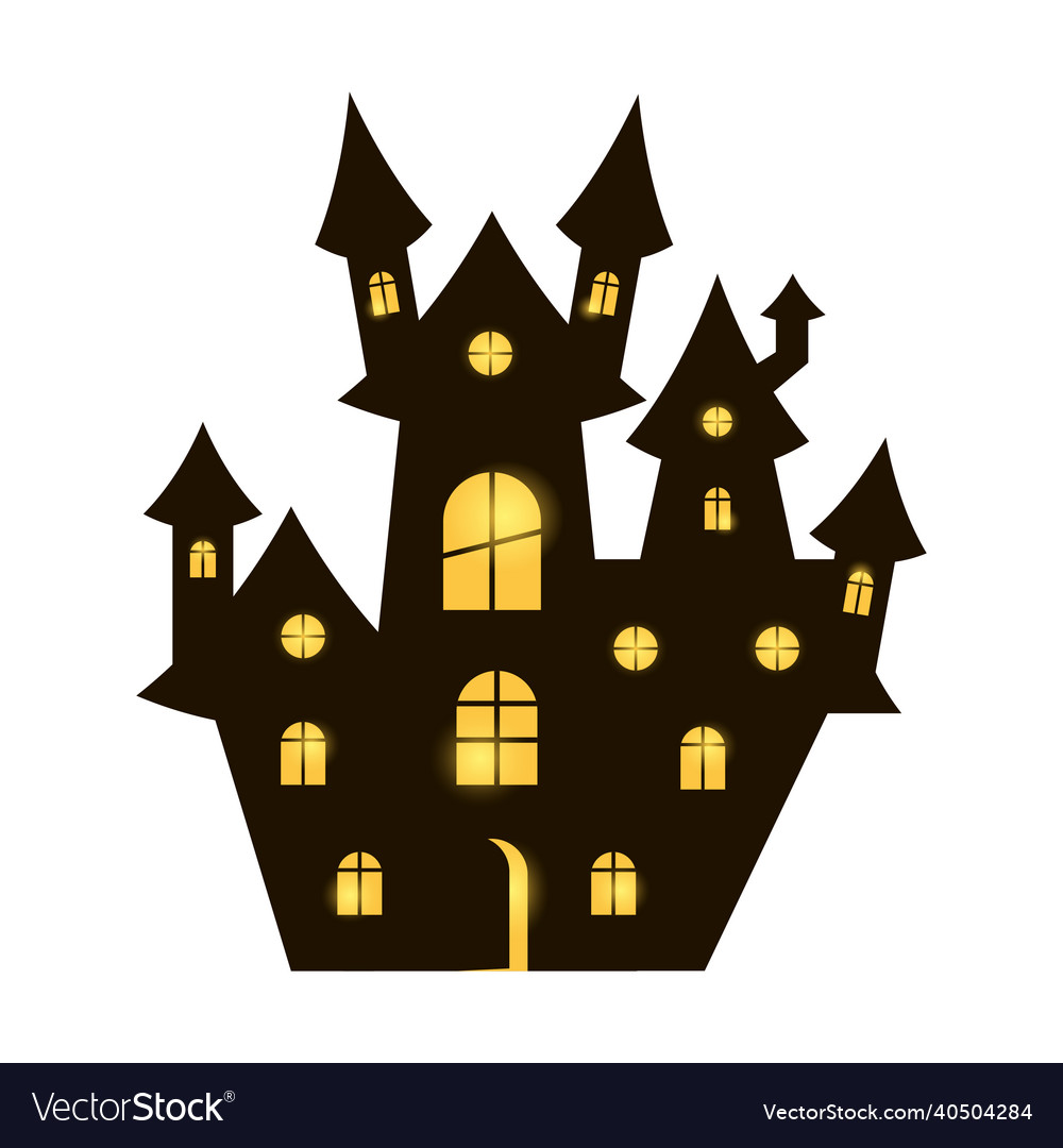 Scary castle with glowing windows Royalty Free Vector Image