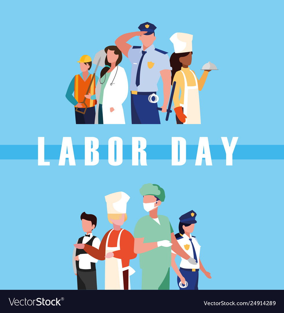 Labour day celebration with group professionals Vector Image