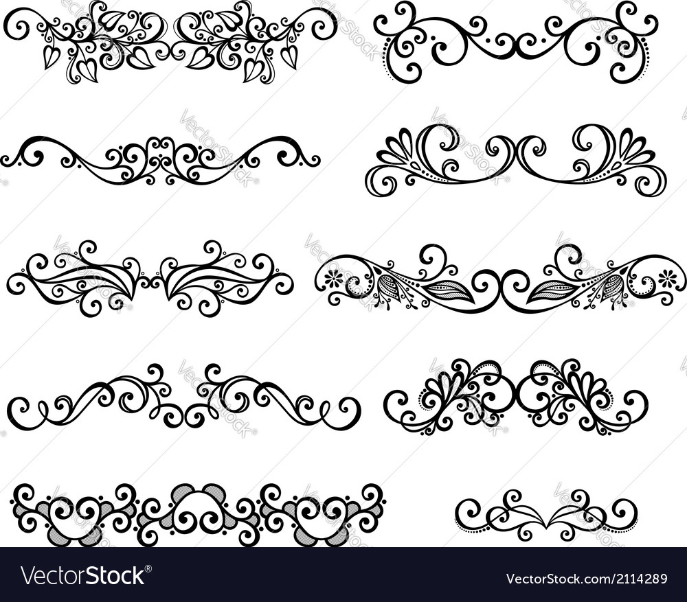 Set calligraphic borders Royalty Free Vector Image