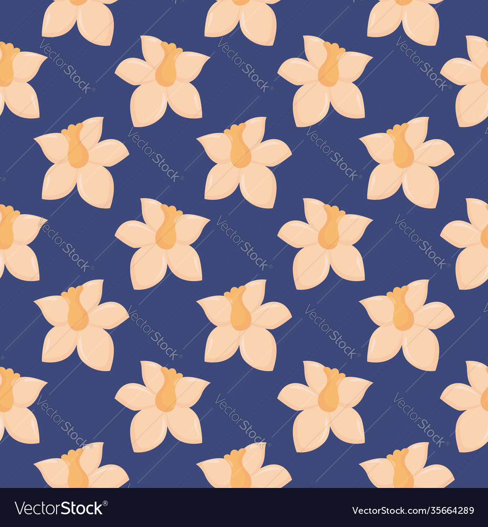 Vanila flower seamless pattern on a blue