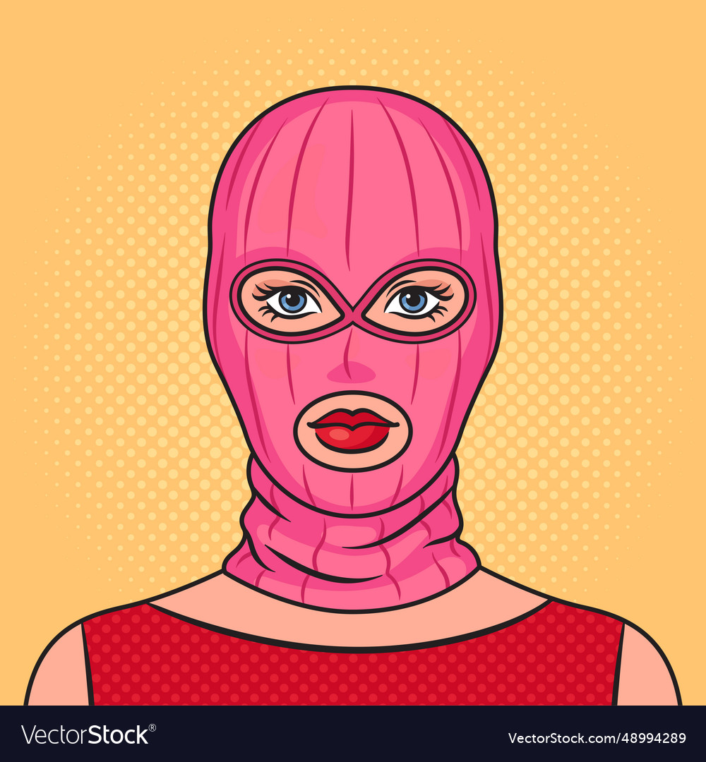 Woman wearing pink balaclava on her head