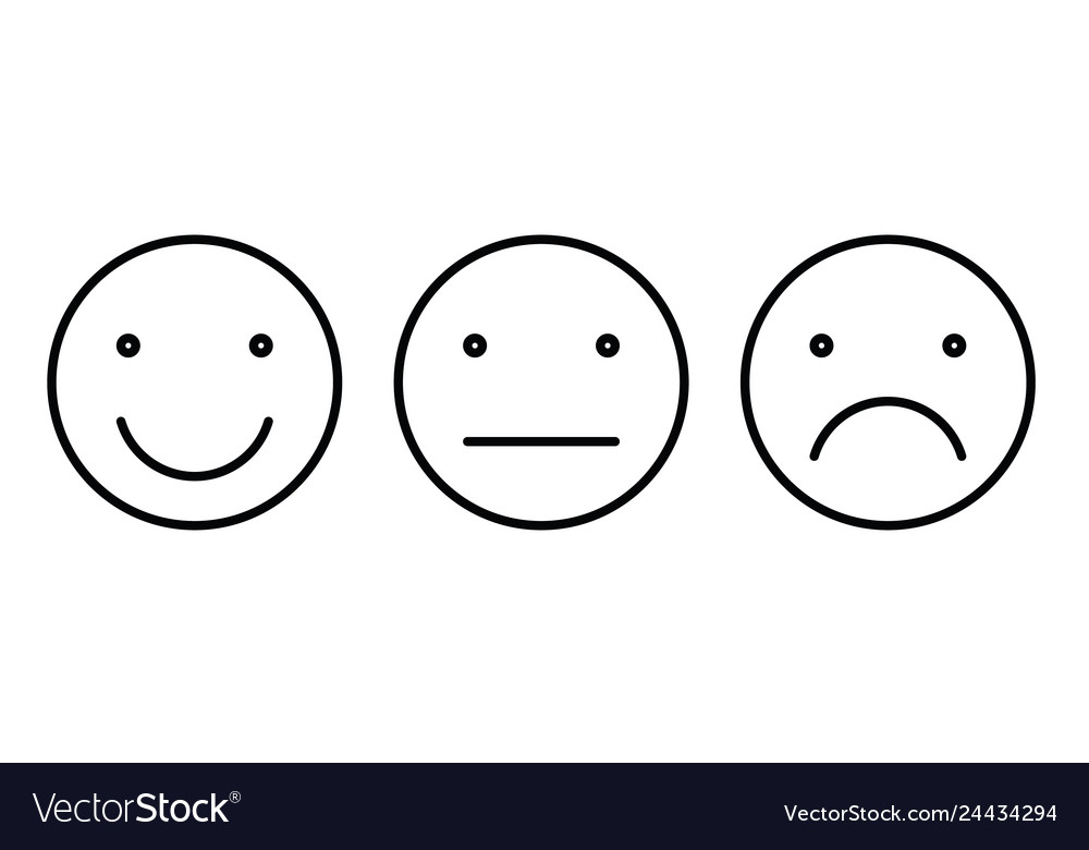 Basic emoticons set three facial expression of Vector Image