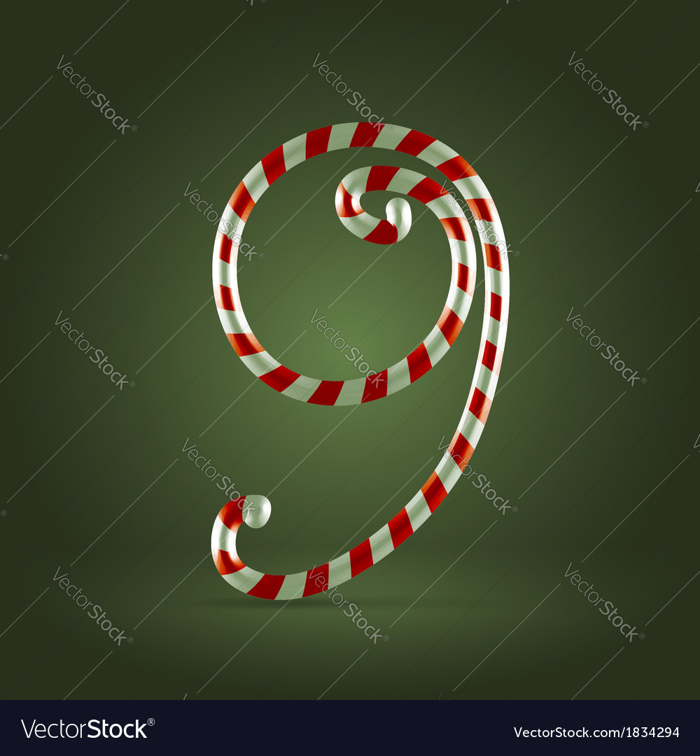 Candy cane abc 9 Royalty Free Vector Image - VectorStock